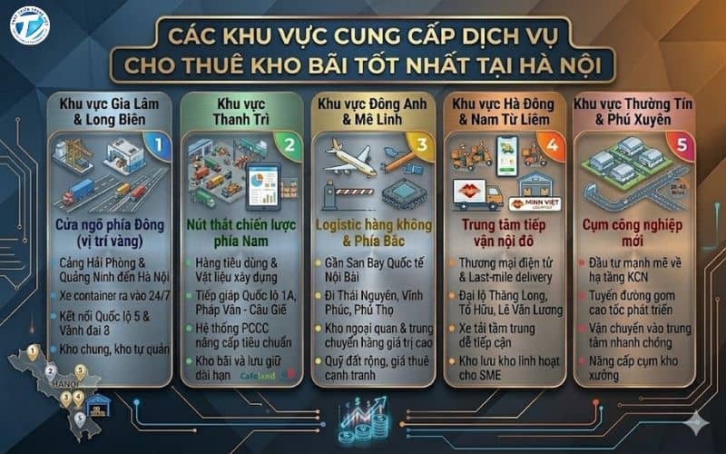 Các khu vực cung cấp dịch vụ cho thuê kho bãi tại Hà Nội 